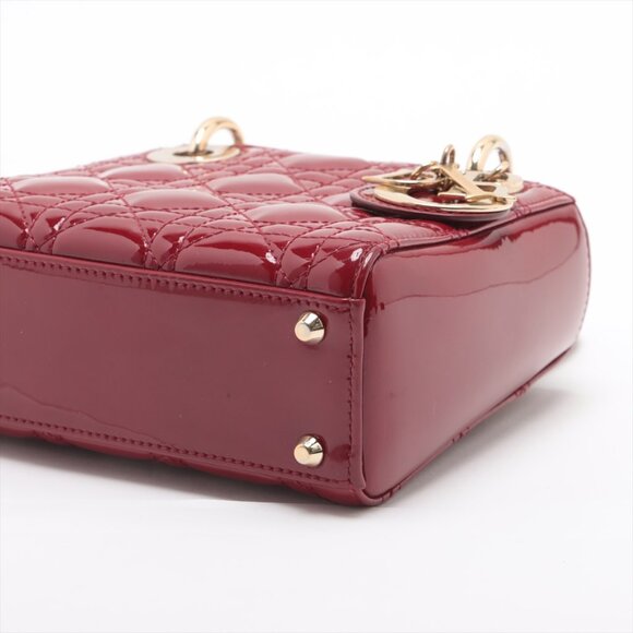Christian Dior Lady Dior Mini Patent Handbag Red - Picture 3 of 10